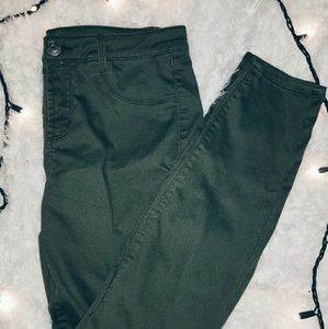 Green skinny jeans